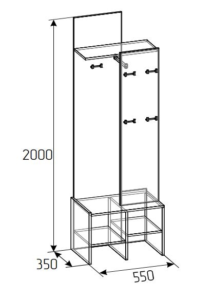 Флекс 74 Вешалка  (Дуб шавиниган) Флекс 74 Вешалка  (Дуб шавиниган)