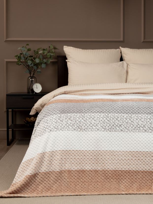 Плед Texrepublic фланель жаккард печ Беж размер 150*200