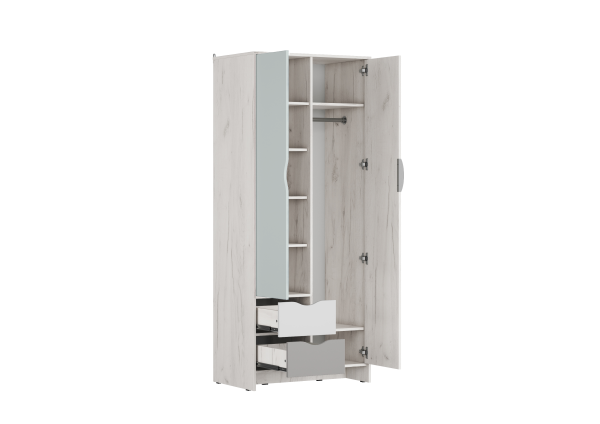 МИКС Шкаф ШРК-2/1 с ящ. Кэмпион/Калатея/Магнолия/корпус Дуб Крафт Белый