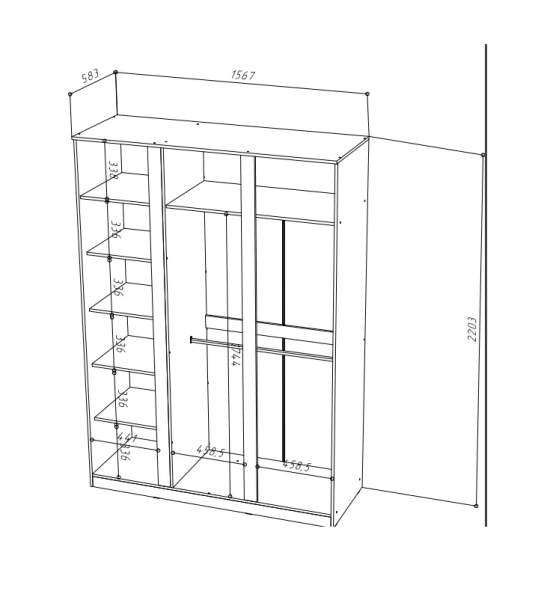 STERN Шкаф 3-х дверный с зеркалом Белый STERN Шкаф 3-х дверный с зеркалом Белый