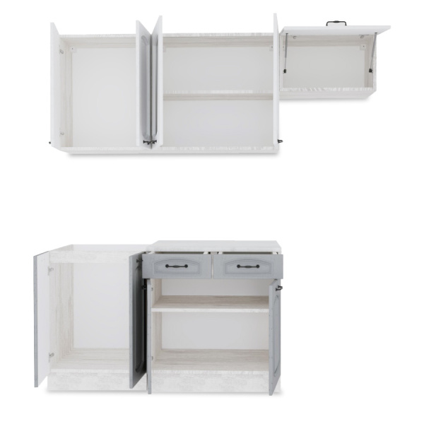 Кухня РАВЕННА Анкор светлый/Дуб светл/Дуб дымчат (Столешница Альберика+сушка+планка) 