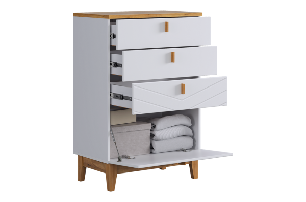 Комод Хюгге белое дерево/дуб крафт золотой/белый матовый Комод Хюгге белое дерево/дуб крафт золотой/белый матовый