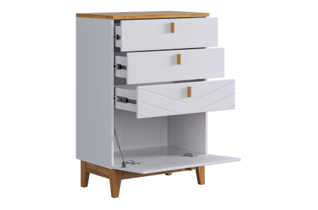 Комод Хюгге белое дерево/дуб крафт золотой/белый матовый