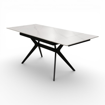 Стол  DTM 0412 CS, 120+30+30*80*76,Керамика цвет мрамор белый Y15, ножки черные