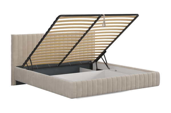 Кровать Твикс с подъемным механизмом  180х200 см (крем (велюр)) Кровать Твикс с подъемным механизмом  180х200 см (крем (велюр))