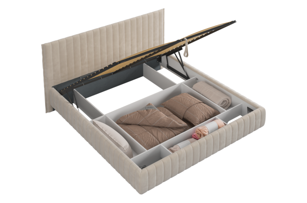 Кровать Твикс с подъемным механизмом  180х200 см (крем (велюр)) Кровать Твикс с подъемным механизмом  180х200 см (крем (велюр))