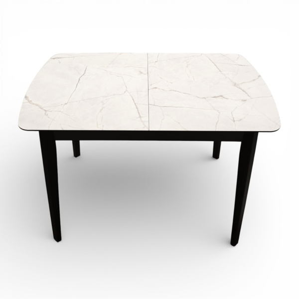 Стол Ньюман МДФ/пластик, 1100 (1450)*700 Мрамор Монтекатини, опора ZD08 дер/черный