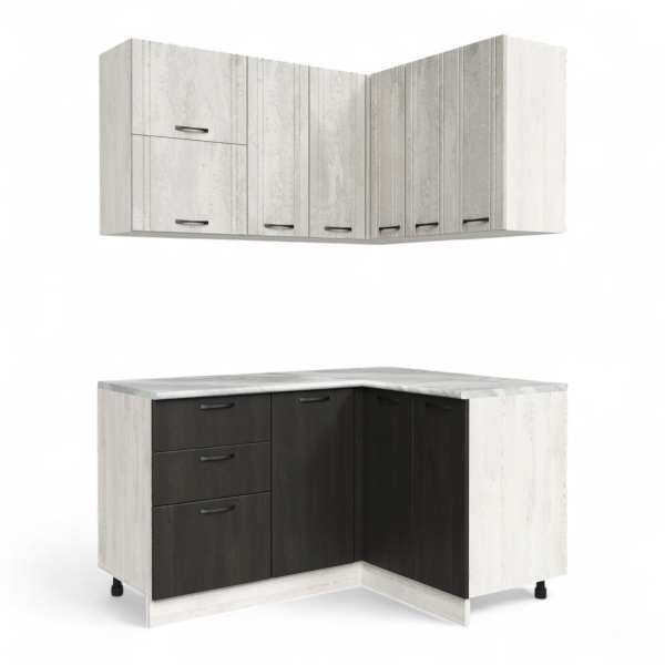 Кухня УГЛОВАЯ  Бари  Сосна лофт/Асфальт светлый/Асфальт темный(Столеш. Этория) Кухня УГЛОВАЯ  Бари  Сосна лофт/Асфальт светлый/Асфальт темный(Столеш. Этория)