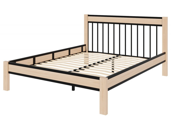 Кровать АГАТА КМД 36 160*200 черный/натуральный (с основанием) Кровать АГАТА КМД 36 160*200 черный/натуральный (с основанием)