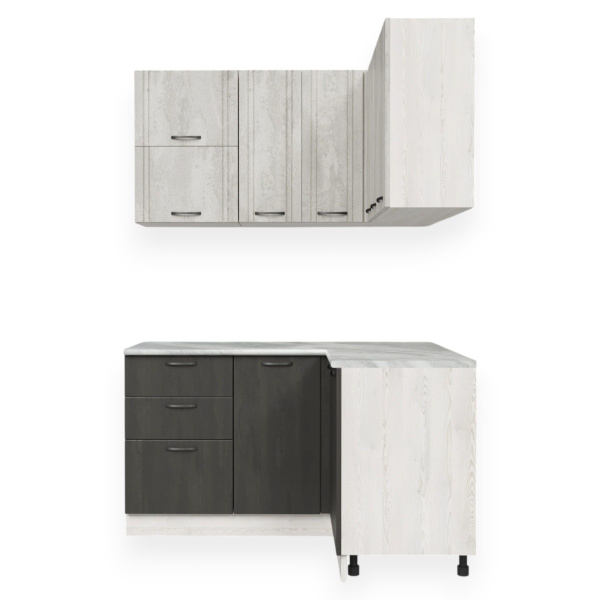 Кухня УГЛОВАЯ  Бари  Сосна лофт/Асфальт светлый/Асфальт темный(Столеш. Этория) Кухня УГЛОВАЯ  Бари  Сосна лофт/Асфальт светлый/Асфальт темный(Столеш. Этория)