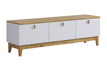 Тумба 2 Хюгге белое дерево/дуб крафт золотой/белый матовый