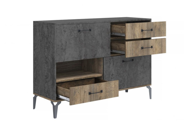 Комод с 3 ящиками Статус дуб самдал/цемент темный Комод с 3 ящиками Статус дуб самдал/цемент темный