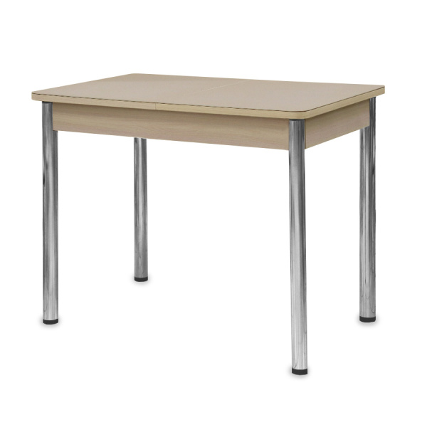 Стол Айсберг-мини СТ,960(1260),ЛДСП Дуб молоч,Стекло Капучино,СОЗВЕЗДИЕ/нога ПРЯМА хром 4 Стол Айсберг-мини СТ,960(1260),ЛДСП Дуб молоч,Стекло Капучино,СОЗВЕЗДИЕ/нога ПРЯМА хром 4