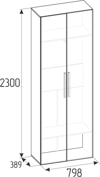 Nature 92 Шкаф для одежды 2-х дв/глухие фасады/ Ясень Анкор св-Черный Nature 92 Шкаф для одежды 2-х дв/глухие фасады/ Ясень Анкор св-Черный