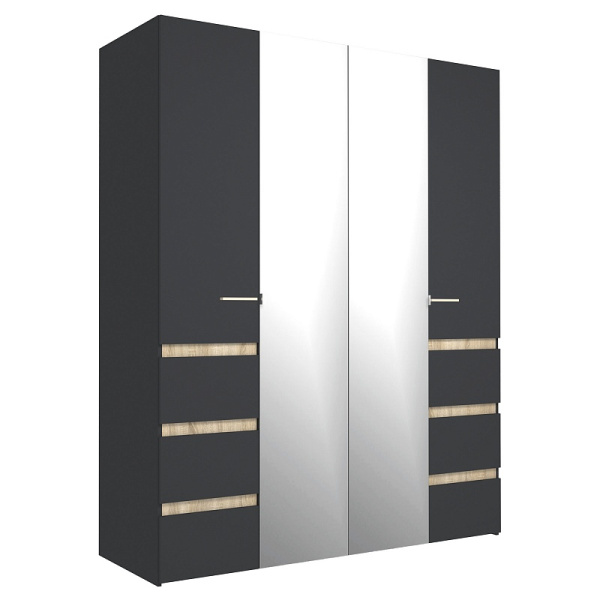 Анона 8 Шкаф д/одежды и белья 4 дв. Антрацит/Дуб Сонома Анона 8 Шкаф д/одежды и белья 4 дв. Антрацит/Дуб Сонома