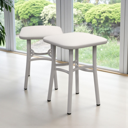 Табурет Классик Кожзам Белый/ Металл Белый