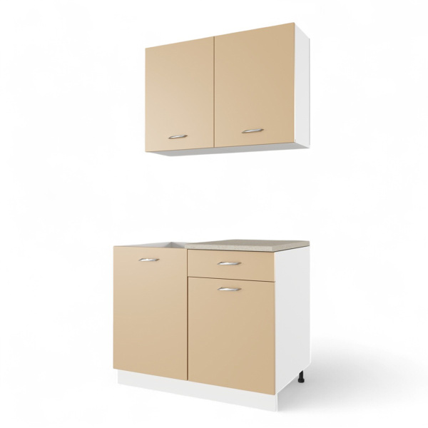 Кухня Комплект №10 ДАША Белый/Мокко(Берил бежевый / без мойки ) 1,0 м  Кухня Комплект №10 ДАША Белый/Мокко(Берил бежевый / без мойки ) 1,0 м