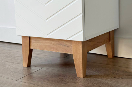 Стеллаж  Хюгге белое дерево/дуб крафт золотой/белый матовый