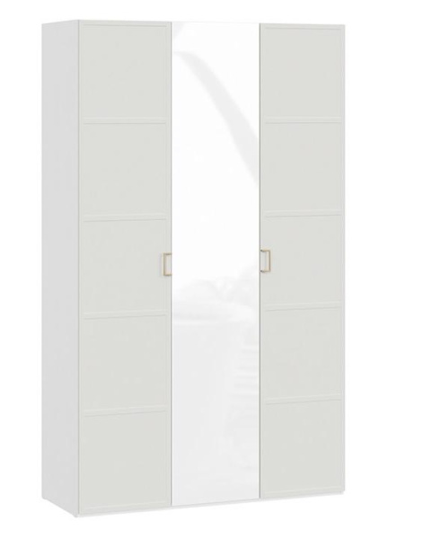 Стелла Шкаф комбинированный 3 дв Белый холст/Белый жемчуг