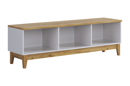 Тумба 2 Хюгге белое дерево/дуб крафт золотой/белый матовый