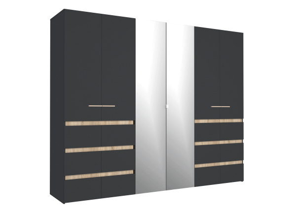 Анона 7 Шкаф д/одежды и белья 6 дв. Антрацит/Дуб Сонома Анона 7 Шкаф д/одежды и белья 6 дв. Антрацит/Дуб Сонома