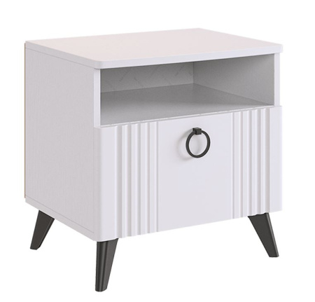 Ева Тумба прикроватная/Белое дерево/Белый матовый