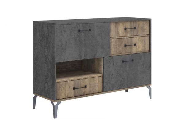 Комод с 3 ящиками Статус дуб самдал/цемент темный Комод с 3 ящиками Статус дуб самдал/цемент темный