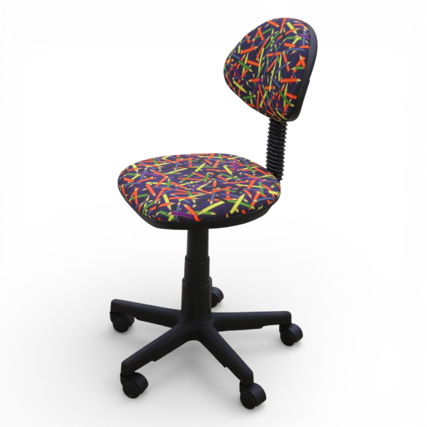 Кресло Логика (пластик WH,Ткань, KiD'S, №16 (карандаши),О,PL 540, б/подл, ролик белый)