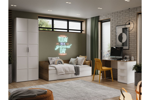 Стелла Шкаф угловой 402.23 Исп.2/Белый холст/Белый жемчуг