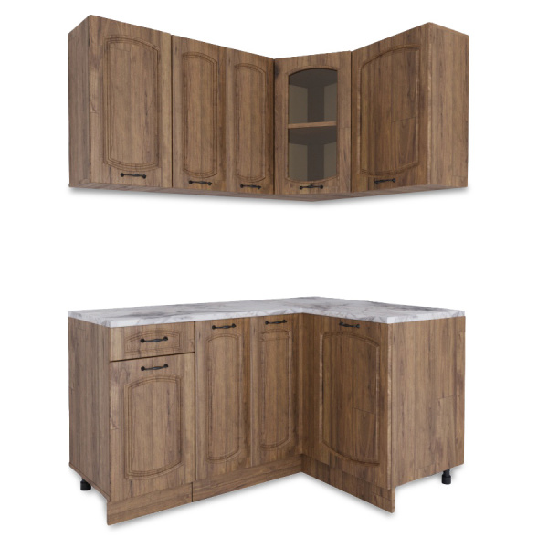 Угловая кухня РАВЕННА Дуб крафт / Орех антик 1,5м Угловая кухня РАВЕННА Дуб крафт / Орех антик 1,5м