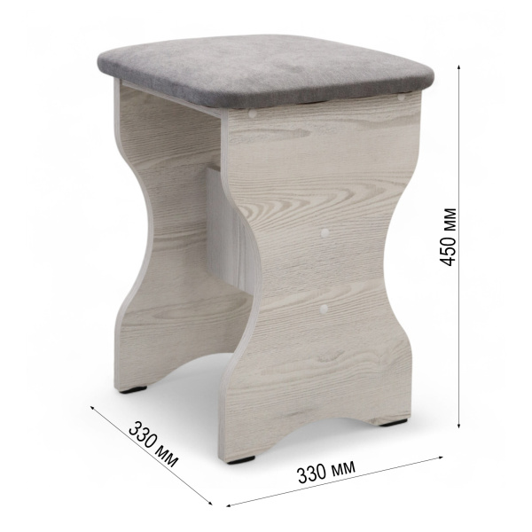 Табурет БН-200 Кожзам Серый/ Сосна Лофт Табурет БН-200 Кожзам Серый/ Сосна Лофт