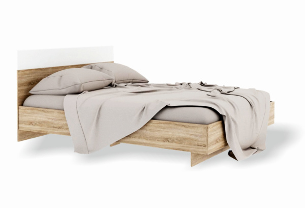 Версаль кровать 140*200 Дуб сонома/Белый глянец (с основанием)  Версаль кровать 140*200 Дуб сонома/Белый глянец (с основанием)