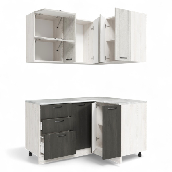 Кухня УГЛОВАЯ  Бари  Сосна лофт/Асфальт светлый/Асфальт темный(Столеш. Этория) Кухня УГЛОВАЯ  Бари  Сосна лофт/Асфальт светлый/Асфальт темный(Столеш. Этория)